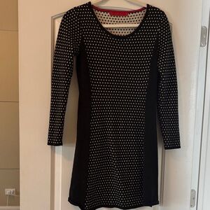 Krimson Klover Black Dress with White Polka Dots - Long Sleeve